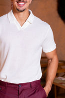 Camisa Polo Rich Tricô Texturizada Sem Botão - Linha Rich - Off White