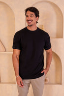 Camiseta Rich Textura Gola Média - Linha Rich - Preto