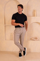Conjunto Camiseta Rich Preta + Calça Window Caqui
