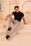 Conjunto Camiseta Rich Preta + Calça Window Caqui