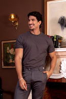 Calça Roman Alfaiataria Com Ajuste Cintura Chumbo - Linha Rich