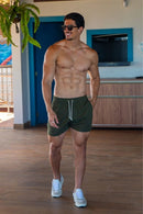 Short Linho Cut - Linha Resort - Verde Militar