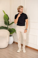 Camiseta Rich Textura Gola Média - Linha Rich - Preto