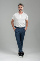 Calça Blaine Alfaiataria Com Ajuste Lateral - Linha Rich - Azul Escuro