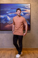 Camiseta Luxor Gold Algodão Egípcio Slim - Linha Essential - Marrom Claro