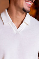Camisa Polo Rich Tricô Texturizada Sem Botão - Linha Rich - Off White