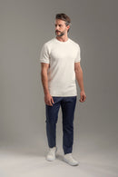 Camiseta Rich Textura Gola Média - Off White