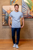 Camiseta Luxor Gold Algodão Egípcio Slim - Linha Essential - Azul Claro