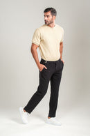 Calça Roman Confort Tec Com Ajuste Cintura Preta - Linha Rich