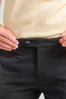 Calça Roman Confort Tec Com Ajuste Cintura Preta - Linha Rich
