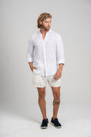 Camisa Amalfi 100% linho Listrada Azul - Linha Resort