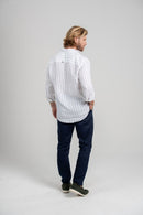 Camisa Amalfi 100% linho Listrada Azul - Linha Resort