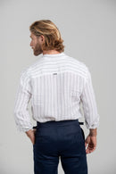 Camisa Amalfi 100% linho Listrada Azul - Linha Resort