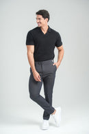 Camisa Polo Rich Tricô Texturizada Sem Botão - Linha Rich - Preto