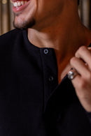 Camisa Henley Gold Manga Comprida Preta - Linha Essential