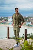 Conjunto Camisa Resort Verde + Calça Resorte Verde