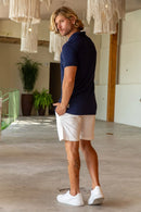 Camisa Polo Rich Tricô Texturizada Sem Botão - Linha Rich - Azul Escuro