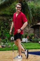 Camisa Paradizo Tricô Texturizada Gola Cubana Marsala - Linha Urban