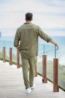 Conjunto Camisa Resort Verde + Calça Resorte Verde