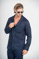 Camisa Linen Monte Carlo Azul Escura - Linha Resort