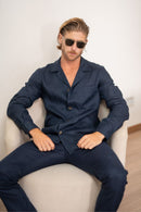 Camisa Linen Monte Carlo Azul Escura - Linha Resort