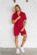 Camisa Paradizo Tricô Texturizada Gola Cubana Marsala - Linha Urban