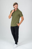 Camisa Polo Rich Tricô Texturizada Sem Botão - Linha Rich - Verde Militar