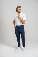 Calça Chicago Risca de Giz Ajuste Dinâmico Azul - Linha Rich