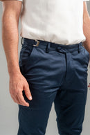 Calça Roman Alfaiataria Com Ajuste Cintura Azul Escuro - Linha Rich
