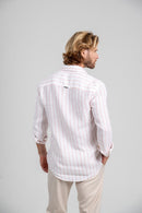 Camisa Amalfi 100% linho Listrada Rose - Linha Resort