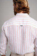 Camisa Amalfi 100% linho Listrada Rose - Linha Resort