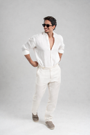 Conjunto Puro Linho Amalfi Calça e Camisa - Off White