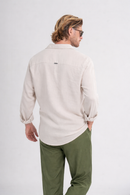 Conjunto Amplo Camisa Resort Bege e Calça Resort Verde