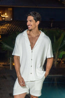 Camisa Paradizo Tricô Texturizada Gola Cubana - Linha Urban - Off White