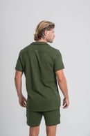 Camisa Paradizo Tricô Texturizada Gola Cubana Verde Militar - Linha Urban