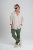 Camisa Resort Ampla - Linha Resort - Bege Acinzentado
