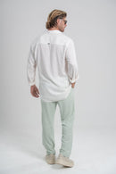 Conjunto Calça Positano Verde e Camisa Resort Ampla Branca