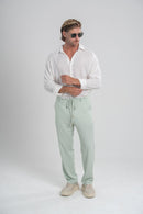 Conjunto Calça Positano Verde e Camisa Resort Ampla Branca