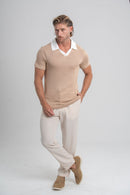 Camisa Polo Tricô Monte Carlo Bege - Linha Resort