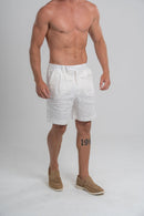 Conjunto Polo Monte Carlo Bege e Short Amalfi Linho Off White