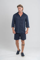 Conjunto Amalfi Puro Linho Azul Escuro - Linha Resort