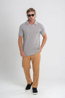 Camisa Polo Rich Tricô Texturizada Sem Botão - Linha Rich - Cinza