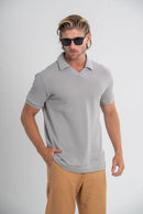 Camisa Polo Rich Tricô Texturizada Sem Botão - Linha Rich - Cinza
