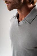 Camisa Polo Rich Tricô Texturizada Sem Botão - Linha Rich - Cinza