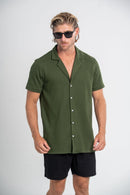 Conjunto Camisa Paradizo Verde Militar e Short Cut Preto