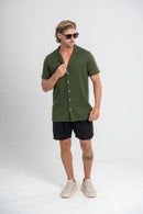 Conjunto Camisa Paradizo Verde Militar e Short Cut Preto