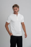 Camisa Henley Gold Manga Curta Off White - Linha Essential