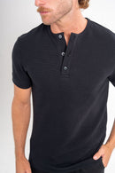 Camisa Henley Gold Manga Curta Preta - Linha Essential