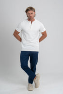 Camisa Henley Gold Manga Curta Off White - Linha Essential