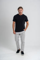 Camisa Henley Gold Manga Curta Preta - Linha Essential